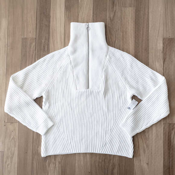 NWT Joie Hinnes Quarter Zip Sweater Pullover White Wool Women's $348 - Size S - Picture 4 of 12